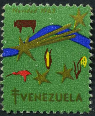Venezuela (Vinhetas) - 1963 - Vineta Antituberculosis Navidad Estrela Cadente - Sem Valor