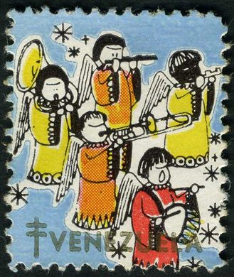 Venezuela (Vinhetas) - 1964 - Vineta Antituberculosis Navidad Anjos Musicos - Sem Valor
