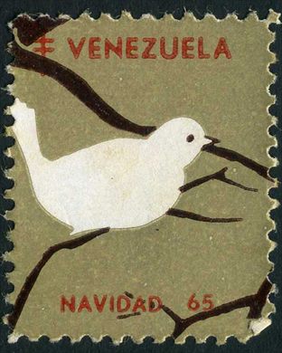 Venezuela (Vinhetas) - 1965 - Vineta Antituberculosis Navidad Pomba em Ramo 03 - Sem Valor