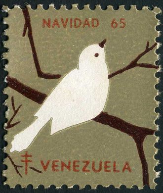 Venezuela (Vinhetas) - 1965 - Vineta Antituberculosis Navidad Pomba em Ramo 04 - Sem Valor