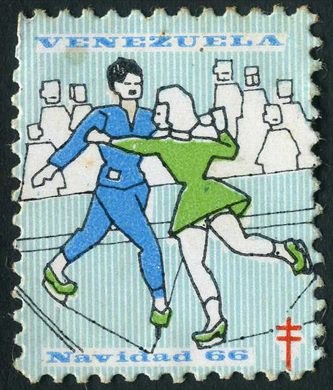 Venezuela (Vinhetas) - 1966 - Vineta Antituberculosis Navidad Corrida - Sem Valor