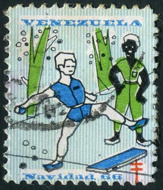 Venezuela (Vinhetas) - 1966 - Vineta Antituberculosis Navidad Salto em Comprimento - Sem Valor