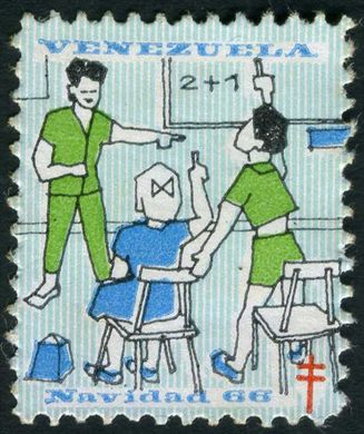 Venezuela (Vinhetas) - 1966 - Vineta Antituberculosis Navidad Jogo das Cadeiras - Sem Valor
