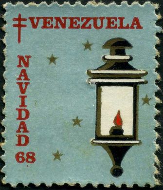 Venezuela (Vinhetas) - 1968 - Vineta Antituberculosis Navidad Lanterna com Vela - Sem Valor