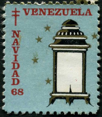Venezuela (Vinhetas) - 1968 - Vineta Antituberculosis Navidad Lanterna Quadrada - Sem Valor
