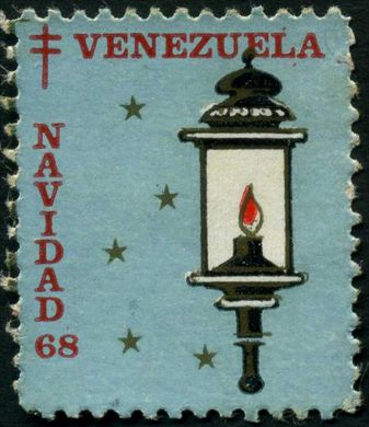 Venezuela (Vinhetas) - 1968 - Vineta Antituberculosis Navidad Lanterna com Chama - Sem Valor