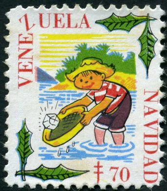 Venezuela (Vinhetas) - 1970 - Vineta Antituberculosis Navidad Crianca a Fotografar Flamingo - 70C