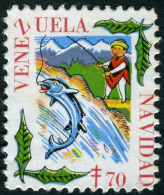Venezuela (Vinhetas) - 1970 - Vineta Antituberculosis Navidad Indio em Tartaruga - 70C