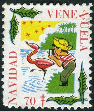 Venezuela (Vinhetas) - 1970 - Vineta Antituberculosis Navidad Pescador - 70C