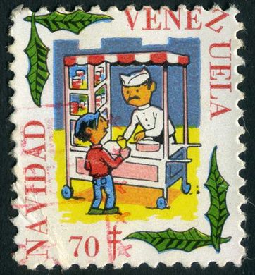 Venezuela (Vinhetas) - 1970 - Vineta Antituberculosis Navidad Vendedor de Hallacas - 70C