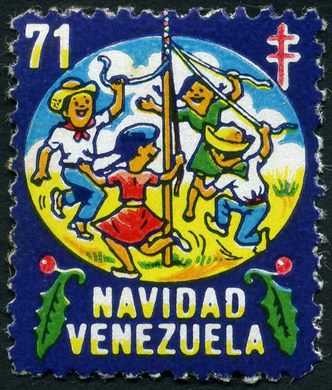 Venezuela (Vinhetas) - 1971 - Vineta Antituberculosis Navidad Danca do Mastro - Sem Valor