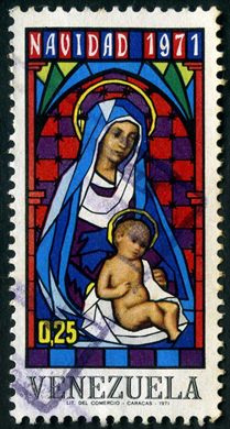 Venezuela (Vinhetas) - 1971 - Vineta Antituberculosis Navidad Crianca em Cavalo de Pau Trono - Sem Valor