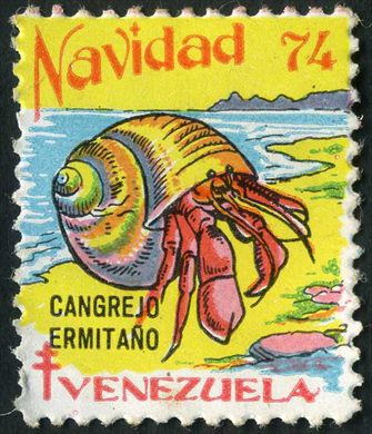 Venezuela (Vinhetas) - 1974 - Vineta Antituberculosis Cangrejo Ermitano - Sem Valor