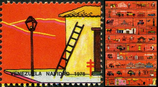 Venezuela (Vinhetas) - 1978 - Vineta Antituberculosis Caracas Antigua Escada e Candeeiro - Sem Valor