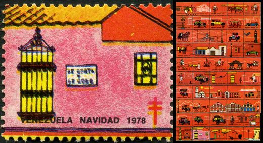 Venezuela (Vinhetas) - 1978 - Vineta Antituberculosis Caracas Antigua Casa com Janela - Sem Valor