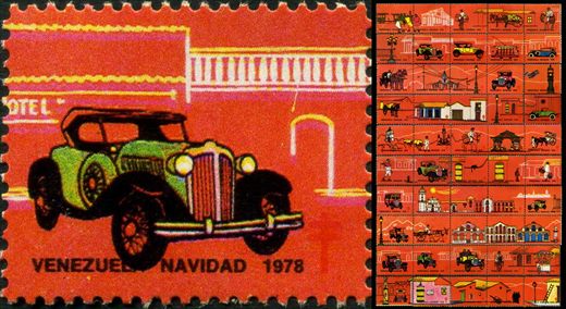 Venezuela (Vinhetas) - 1978 - Vineta Antituberculosis Caracas Antigua Automovel Hotel - Sem Valor