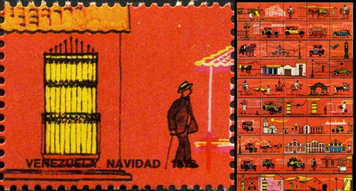 Venezuela (Vinhetas) - 1978 - Vineta Antituberculosis Caracas Antigua Cavalheiro com Bengala - Sem Valor