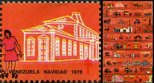Venezuela (Vinhetas) - 1978 - Vineta Antituberculosis Caracas Antigua Edificio Neoclassico - Sem Valor