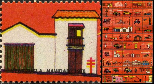 Venezuela (Vinhetas) - 1978 - Vineta Antituberculosis Caracas Antigua Casa com Balcao - Sem Valor
