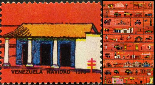 Venezuela (Vinhetas) - 1978 - Vineta Antituberculosis Caracas Antigua Casa com Portico - Sem Valor