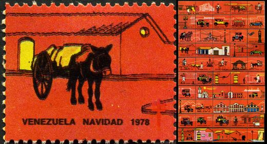 Venezuela (Vinhetas) - 1978 - Vineta Antituberculosis Caracas Antigua Carroca com Burro - Sem Valor