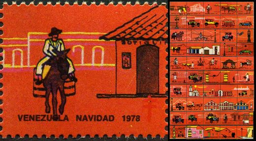 Venezuela (Vinhetas) - 1978 - Vineta Antituberculosis Caracas Antigua Cavalo Frente - Sem Valor