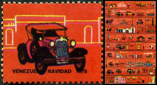 Venezuela (Vinhetas) - 1978 - Vineta Antituberculosis Caracas Antigua Carrinho Vendedor - Sem Valor