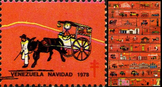 Venezuela (Vinhetas) - 1978 - Vineta Antituberculosis Caracas Antigua Automovel Verde - Sem Valor