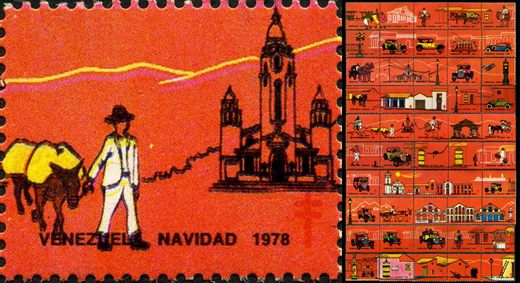 Venezuela (Vinhetas) - 1978 - Vineta Antituberculosis Caracas Antigua Burrero com Barris - Sem Valor