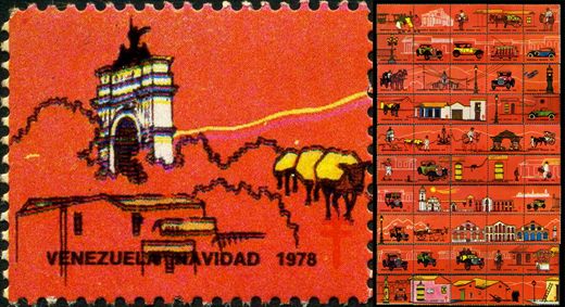 Venezuela (Vinhetas) - 1978 - Vineta Antituberculosis Caracas Antigua Automovel Verde Lateral - Sem Valor
