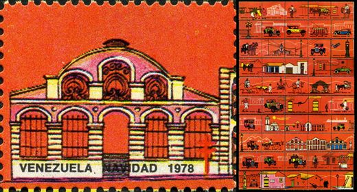 Venezuela (Vinhetas) - 1978 - Vineta Antituberculosis Caracas Antigua Edificio Arcadas - Sem Valor