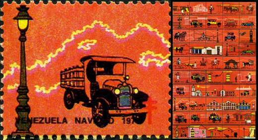 Venezuela (Vinhetas) - 1978 - Vineta Antituberculosis Caracas Antigua Camiao e Candeeiro - Sem Valor