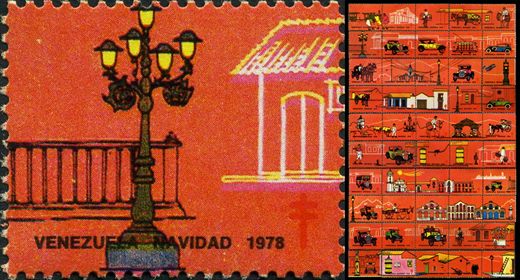 Venezuela (Vinhetas) - 1978 - Vineta Antituberculosis Caracas Antigua Candelabro Praca - Sem Valor