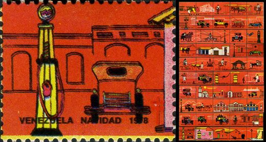 Venezuela (Vinhetas) - 1978 - Vineta Antituberculosis Caracas Antigua Bomba Gasolina - Sem Valor