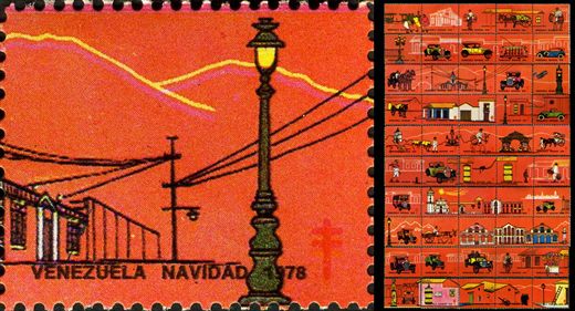 Venezuela (Vinhetas) - 1978 - Vineta Antituberculosis Caracas Antigua Candeeiro Fios - Sem Valor