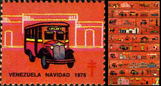 Venezuela (Vinhetas) - 1978 - Vineta Antituberculosis Caracas Antigua Autocarro Antigo - Sem Valor