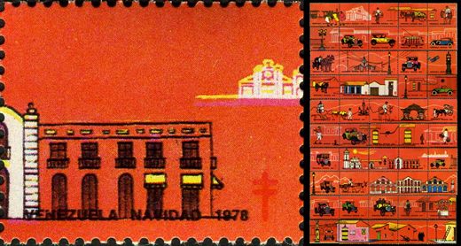 Venezuela (Vinhetas) - 1978 - Vineta Antituberculosis Caracas Antigua Edificio Janelas Gradeadas - Sem Valor