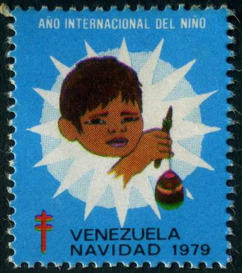 Venezuela (Vinhetas) - 1979 - Vineta Antituberculosis Ano Internacional del Nino Menino com Maraca - Sem Valor