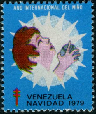 Venezuela (Vinhetas) - 1979 - Vineta Antituberculosis Ano Internacional del Nino Crianca Erguendo - Sem Valor