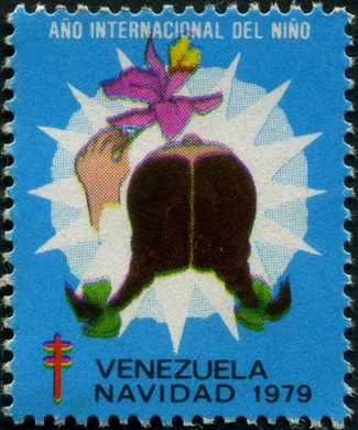 Venezuela (Vinhetas) - 1979 - Vineta Antituberculosis Ano Internacional del Nino Botinhas - Sem Valor