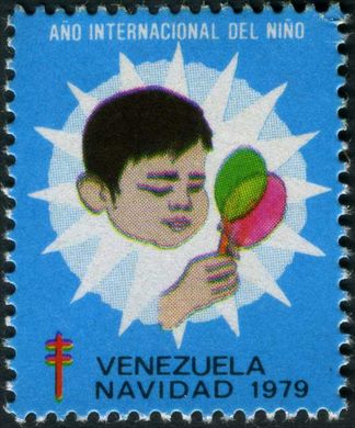 Venezuela (Vinhetas) - 1979 - Vineta Antituberculosis Ano Internacional del Nino Menino com Pirulito - Sem Valor