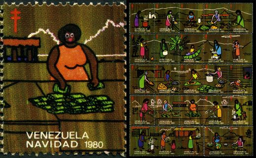 Venezuela (Vinhetas) - 1980 - Vineta Antituberculosis Navidad Cocinando Olla - Sem Valor