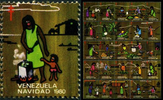 Venezuela (Vinhetas) - 1980 - Vineta Antituberculosis Navidad Preparando Masa - Sem Valor