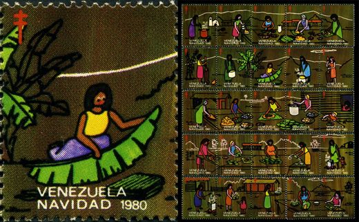 Venezuela (Vinhetas) - 1980 - Vineta Antituberculosis Navidad Pilando Maiz - Sem Valor