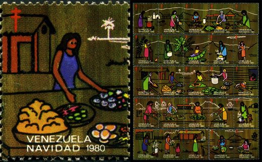 Venezuela (Vinhetas) - 1980 - Vineta Antituberculosis Navidad Cocinando Olla Presion - Sem Valor