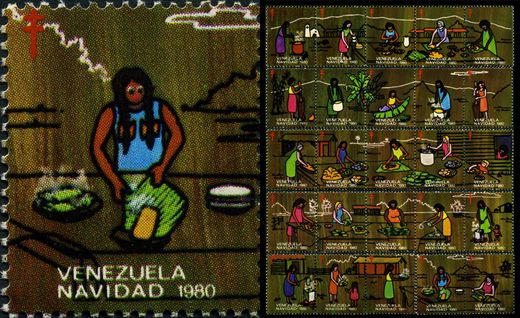 Venezuela (Vinhetas) - 1980 - Vineta Antituberculosis Navidad Preparando Guiso - Sem Valor