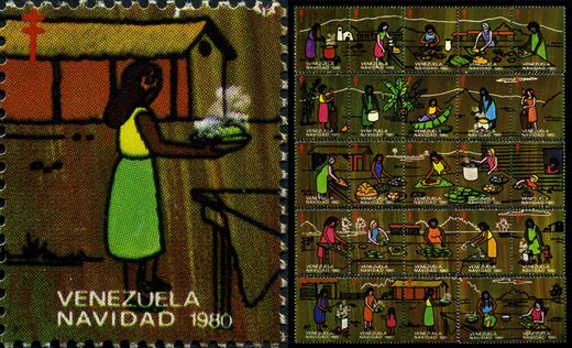 Venezuela (Vinhetas) - 1980 - Vineta Antituberculosis Navidad Armando Hallaca - Sem Valor