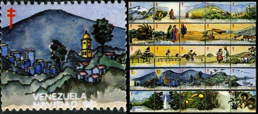 Venezuela (Vinhetas) - 1981 - Vineta Antituberculosis Navidad Paisaje Andino - Sem Valor