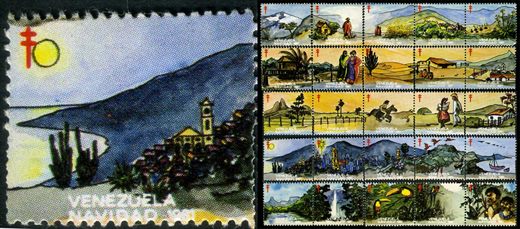 Venezuela (Vinhetas) - 1981 - Vineta Antituberculosis Navidad Lago y Capilla - Sem Valor