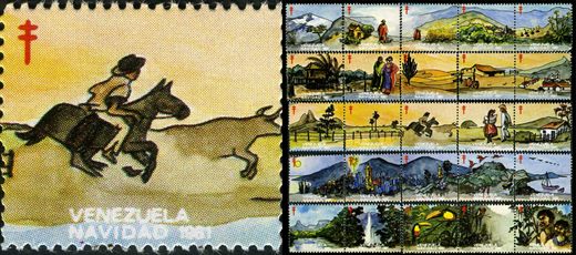 Venezuela (Vinhetas) - 1981 - Vineta Antituberculosis Navidad Jinete Llanero - Sem Valor